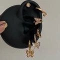 Çelik Gold Kelebek Detay 6 Lı Küpe Seti