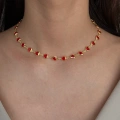 Çelik Gold Kırmızı Kalp Choker