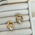 Çelik Gold Kristal Taşlı Vintage Küpe
