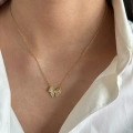 Çelik Gold Kurdela Detay Kolye