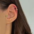Çelik Gold Lacivert Taşlı Halka Piercing