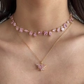 Çelik Gold Pembe Baget Taşlı Choker