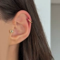 Çelik Gold Pembe Baget Taşlı Halka Piercing