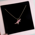 Çelik Gold Pembe Dinazor Kolye