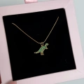 Çelik Gold Yeşil Dinazor Kolye