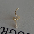 Çelik Gold Yılan Detaylı Earcuff