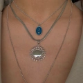 Çelik Güneş Detay Kolye Seti