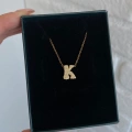 Çelik K Harfli Kolye