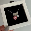 Çelik Kalpli Charmlı Kolye