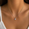 Çelik Hologramlı Mini Kalp Choker