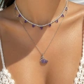 Çelik Mor Kalpli Suyolu Choker