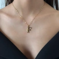Çelik Melek Detaylı F Harfli Kolye