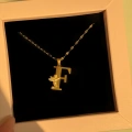 Çelik Melek Detaylı F Harfli Kolye