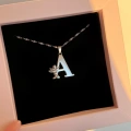Çelik Melek Detaylı Silver A Harfli Kolye