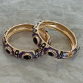 Çelik Mor Taşlı Mineli Kelepçe Bileklik