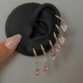 Çelik Pembe Üçgen Detay 6 Lı Küpe Seti