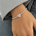 Çelik Pembe Kalp Detay Suyolu Bileklik