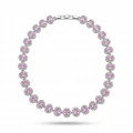 Çelik Pembe Oval Taşlı Kolye