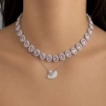 Çelik Pembe Oval Taşlı Kolye