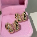 Çelik Pembe Taşlı Gold Fiyonk Küpe