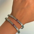 Çelik Renkli Taşlı Kelepçe Bileklik