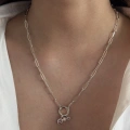 Çelik Silver 3 Charmlı Çiçekli Kolye