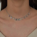 Çelik Silver 9 Charmlı Choker