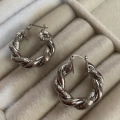 Çelik Silver Burgu Halka Küpe
