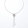 Çelik Silver Çiçekli Y Kolye