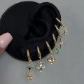 Çelik Gold Hologram Detay 6 Lı Küpe Seti