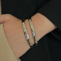 Çelik Silver Kare Taşlı Bileklik