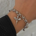 Çelik Silver Melekli Charm Bileklik