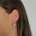 Çelik Silver Minimal Kalpli Küpe