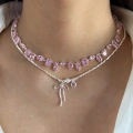 Çelik Silver Pembe Baget Taşlı Choker