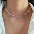 Çelik Silver Pembe Baget Taşlı Choker