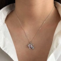 Çelik Silver Pembe Kalpli Balık Kolye