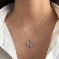 Çelik Silver Pembe Kalpli Balık Kolye
