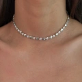 Çelik Silver Pofuduk Kalpli Choker