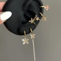 Çelik Kelebekli Çift Earcufflı 6 Lı Küpe Seti