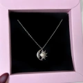 Çelik Silver Sun & Moon Kolye