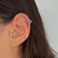 Çelik Silver Yeşil Taşlı Halka Piercing