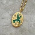 Çelik Yeşil Anka Detay Kolye