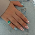 Çelik Yeşil Mineli Serçe Parmak Yüzük