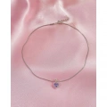 Çelik Zincirli Lila Kalp Choker