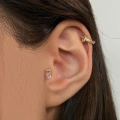 Cerrahi Çelik Gold Pembe Çiçek Detay Tragus Piercing