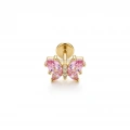 Cerrahi Çelik Gold Pembe Kelebekli Piercing