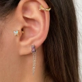 Cerrahi Çelik Pembe Zincir Detaylı Piercing