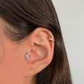 Cerrahi Çelik Silver Çiçek Detay Tragus Piercing