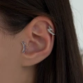 Cerrahi Çelik Silver Lila Taş Detaylı Piercing