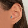Cerrahi Çelik Silver Mavi Çiçek Detay Tragus Piercing